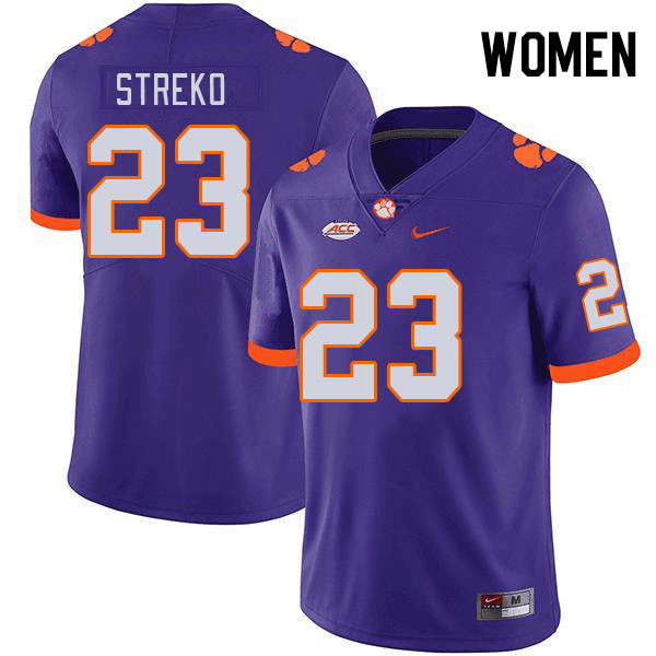 Women's Clemson Tigers Peyton Streko #23 College Purple NCAA Authentic Football Stitched Jersey 23FJ30TO